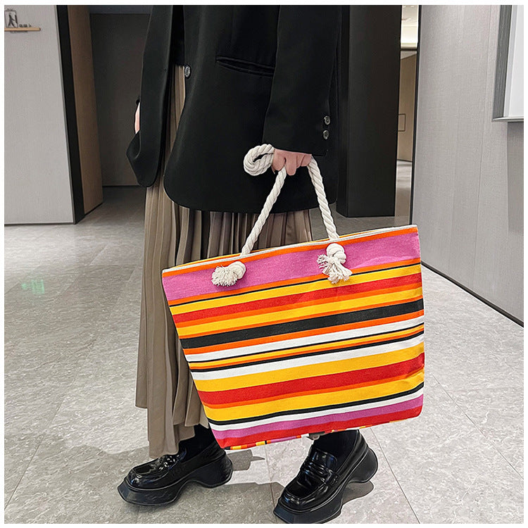 Wholesale Striped Canvas Tote Bag